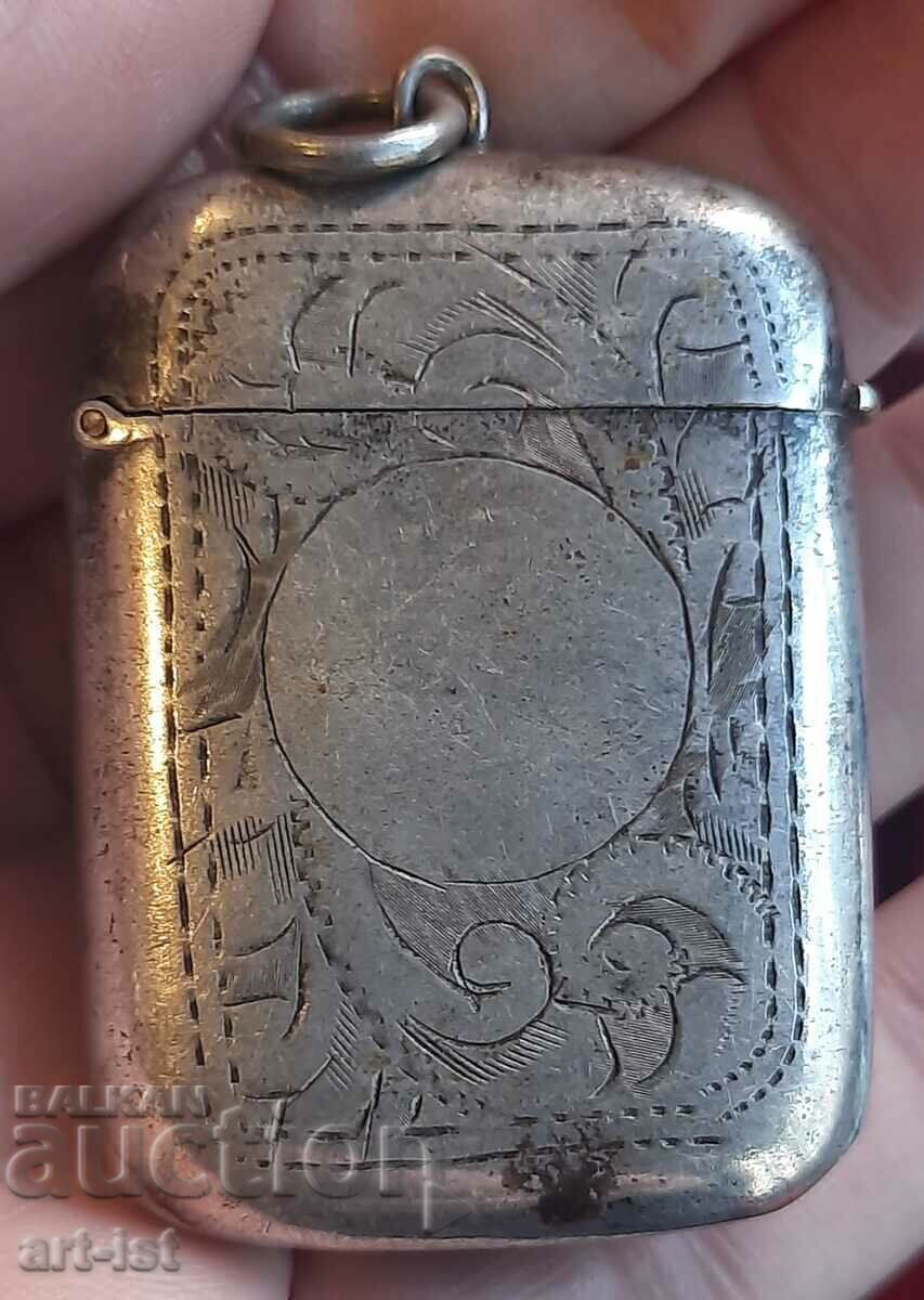 Silver Plated Victorian Engraved Match Box.