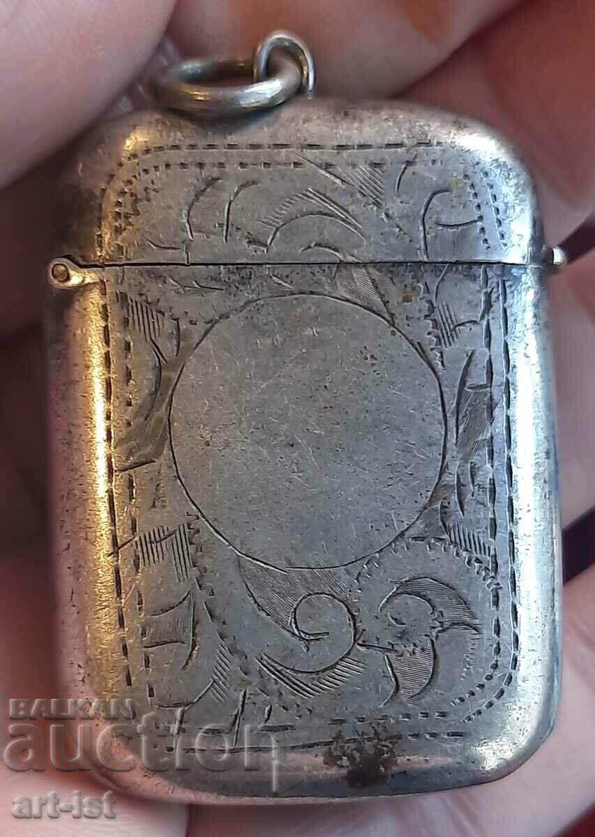 Silver Plated Victorian Engraved Match Box. Silver Plated Victorian Engraved Match Box.