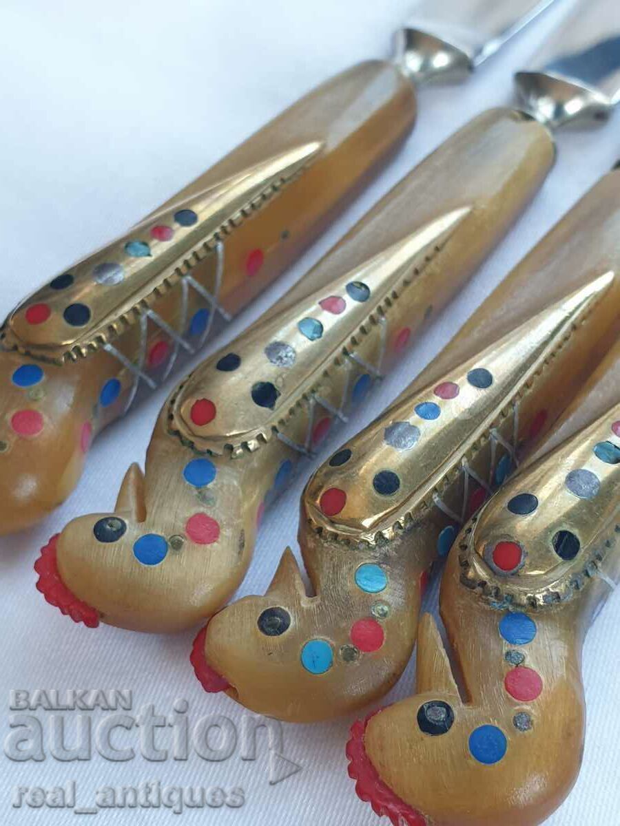 Set of cutlery with horn handles - 6 Set of cutlery with horn handles - 6