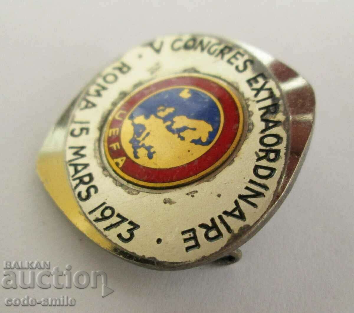 Old Sign Football Badge Participant Congress Football UEFA 1973 with price 200.00 BGN | € 102.26 Old Sign Football Badge Participant Congress Football UEFA 1973 with price 200.00 BGN | € 102.26