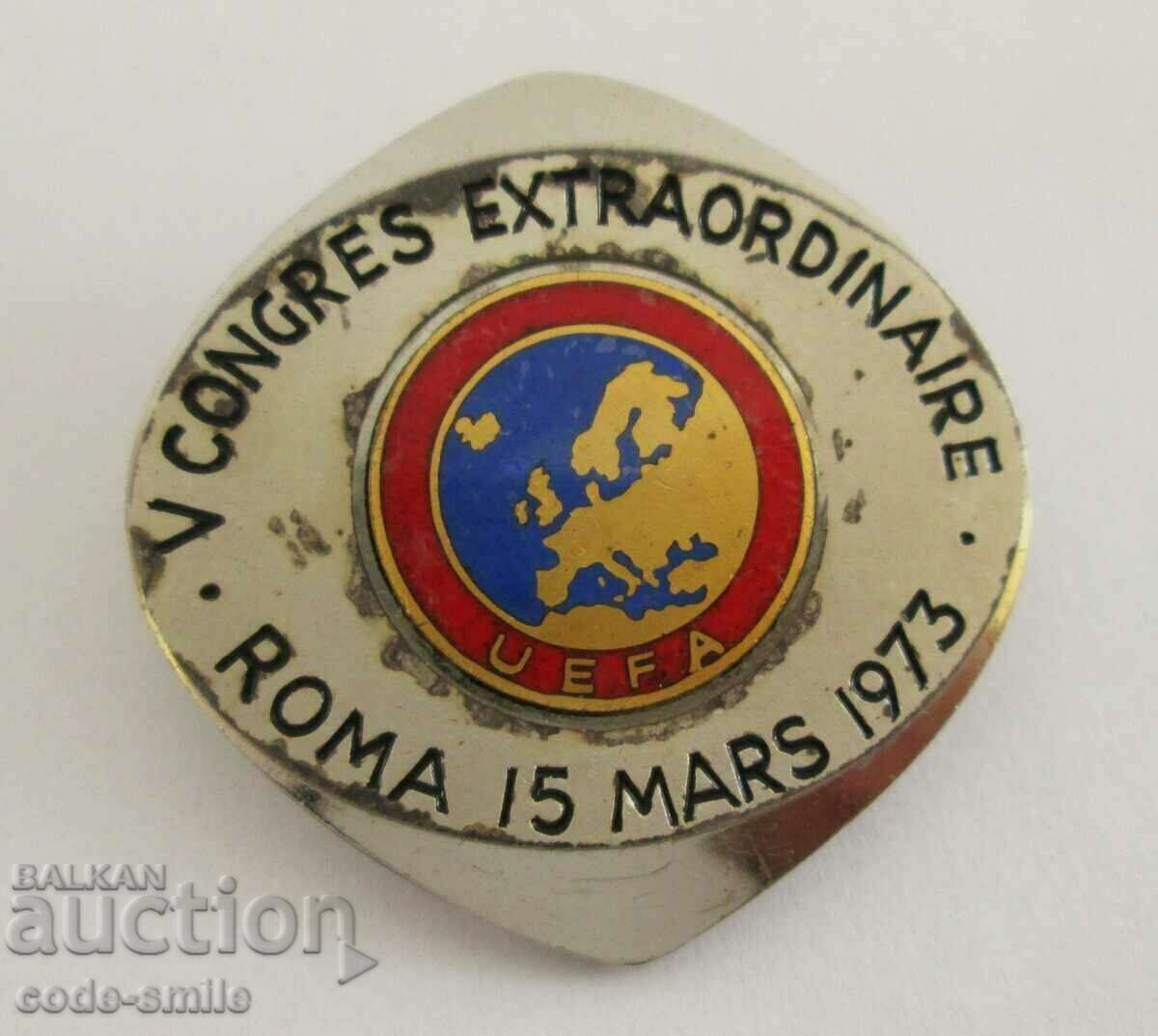 Old Sign Football Badge Συμμετέχον Congress Football UEFA 1973