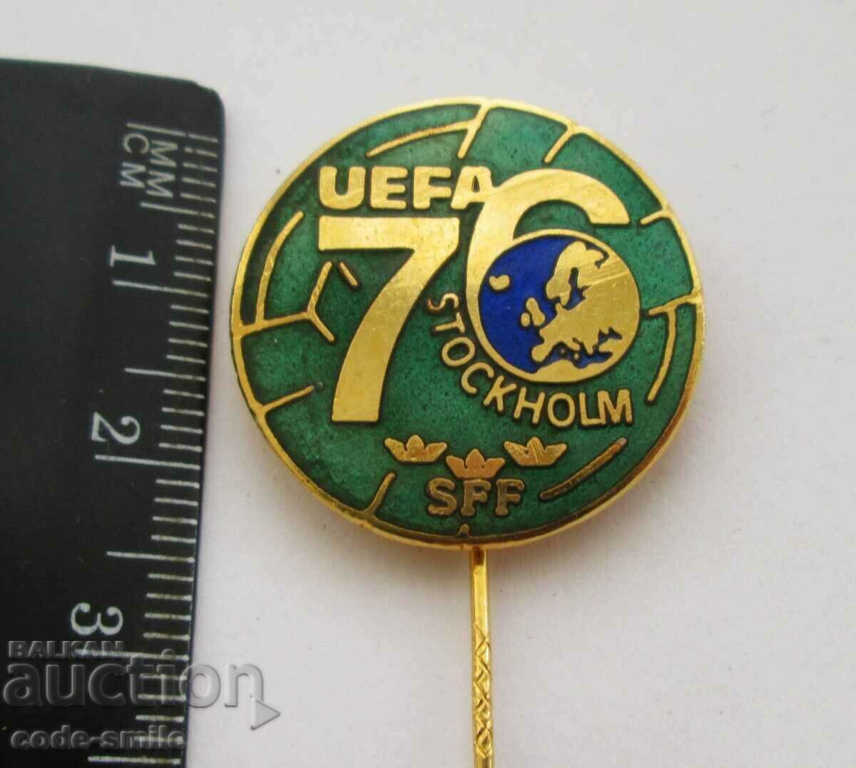 Old Sign Football Badge Participant Congress Football UEFA 1976 - 5