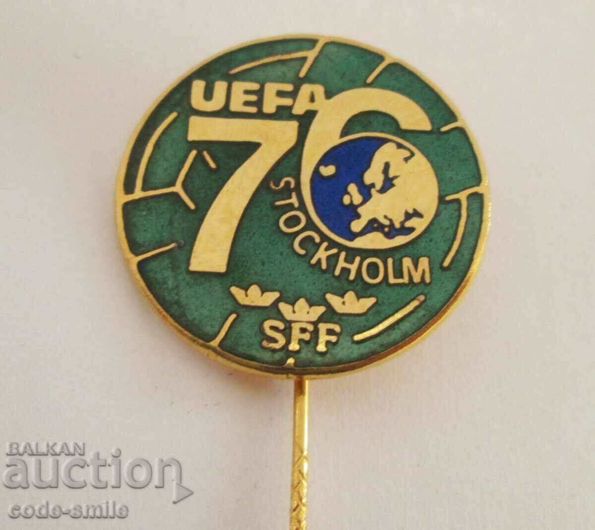 Old Sign Football Badge Participant Congress Football UEFA 1976