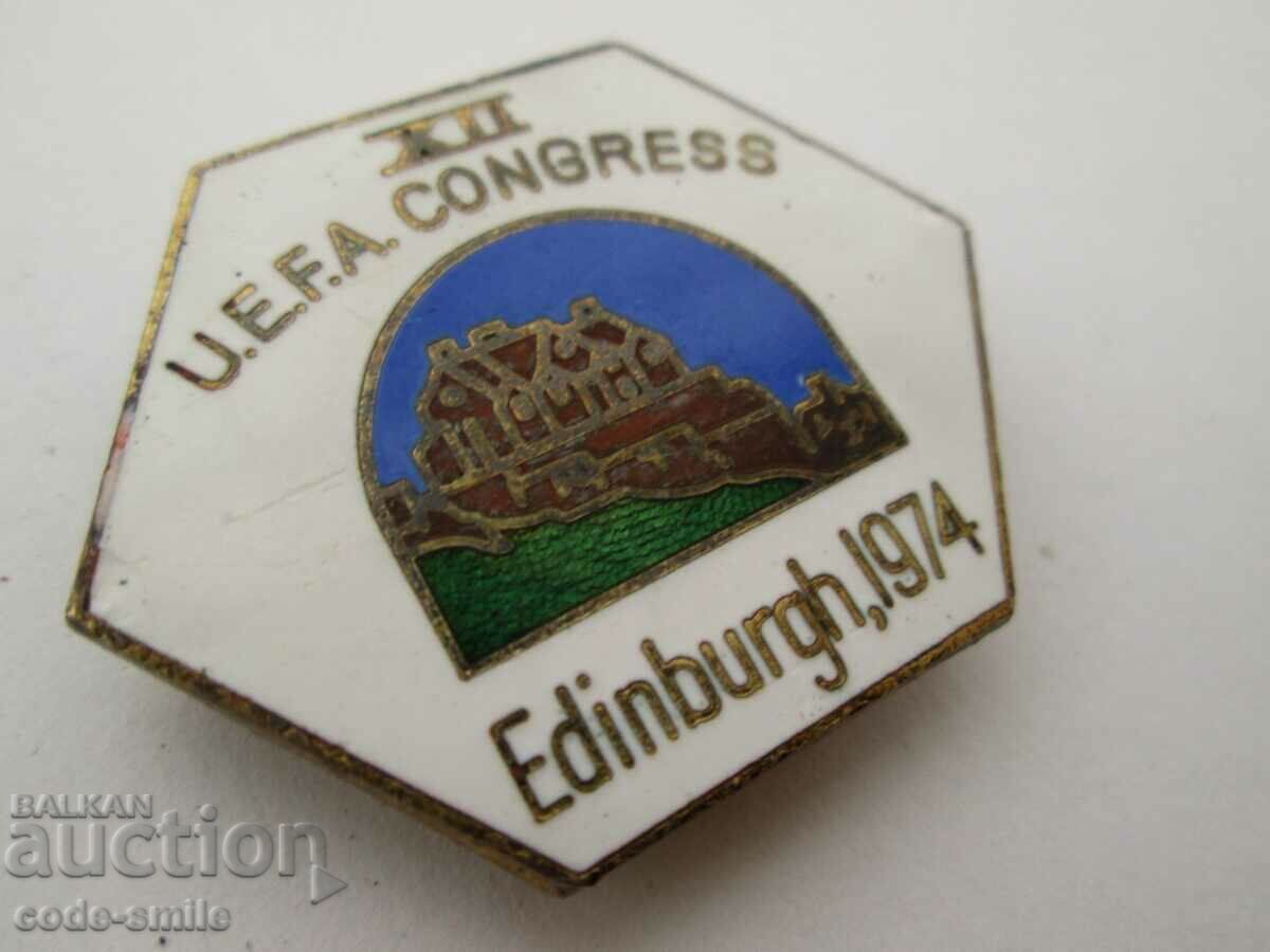 Delivery of Old Sign Football Badge Participant Congress Football UEFA 1974 Delivery of Old Sign Football Badge Participant Congress Football UEFA 1974