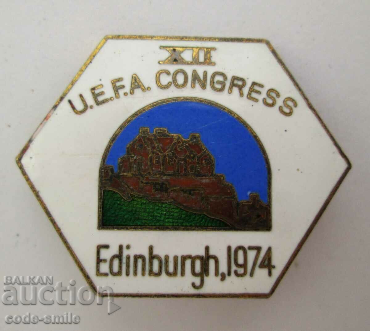 Old Sign Football Badge Participant Congress Football UEFA 1974