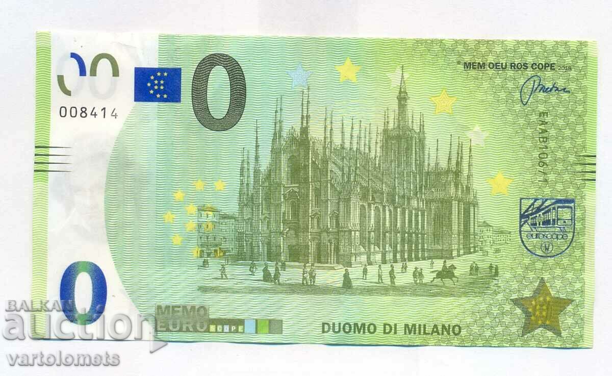 ZERO EURO BANKNOTE - ITALY