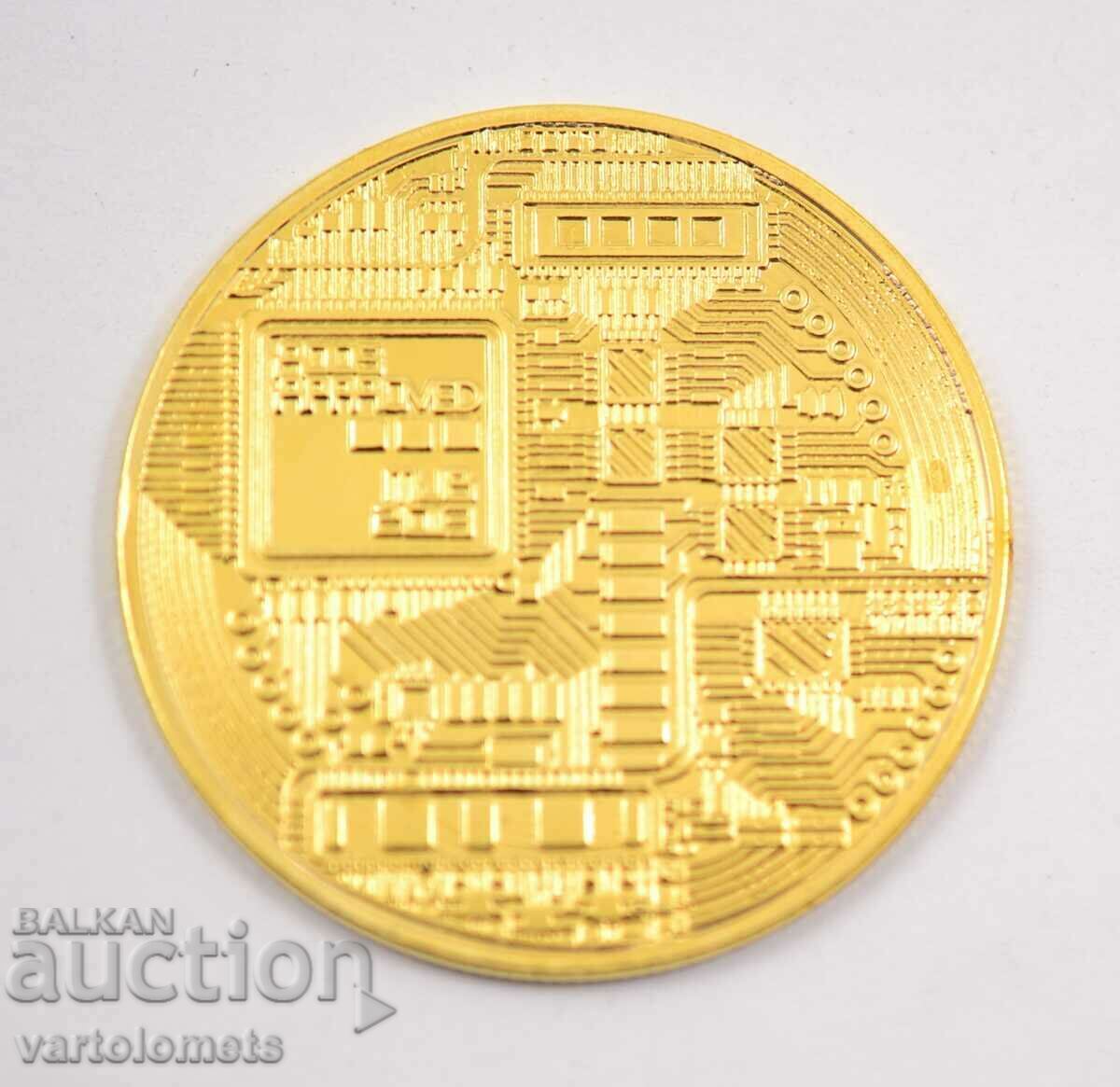 Gold-plated Bitcoin coin