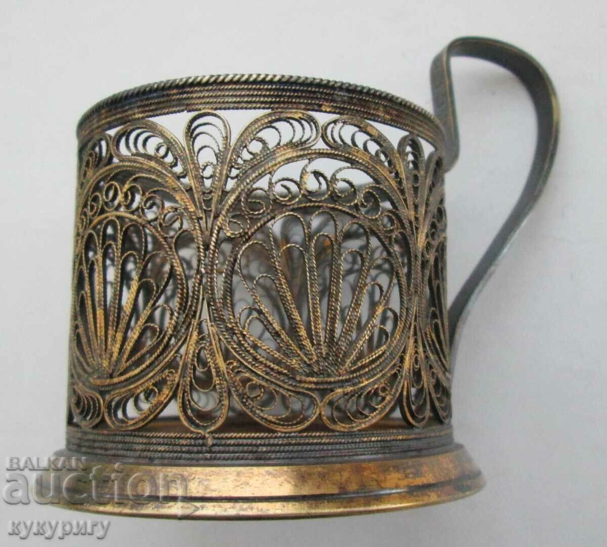 Auction Old Russian USSR filigree filigree cup holder Auction Old Russian USSR filigree filigree cup holder