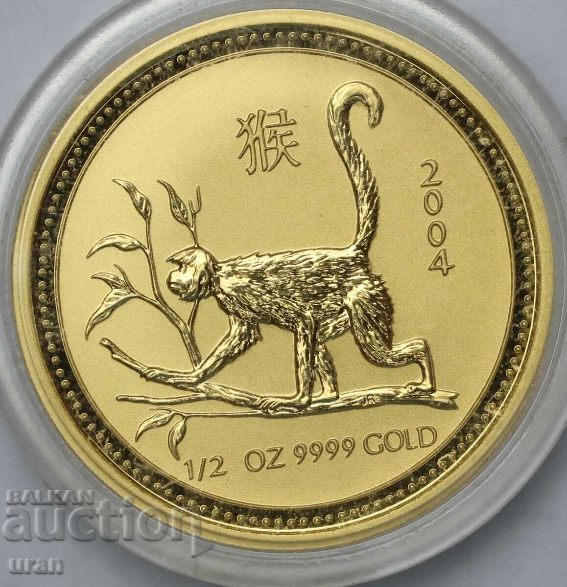 Australian Lunar 1/2 oz $50 2004 Year of the Monkey