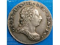 Marea Britanie 3 pence 1786 George III Moundy patină de argint