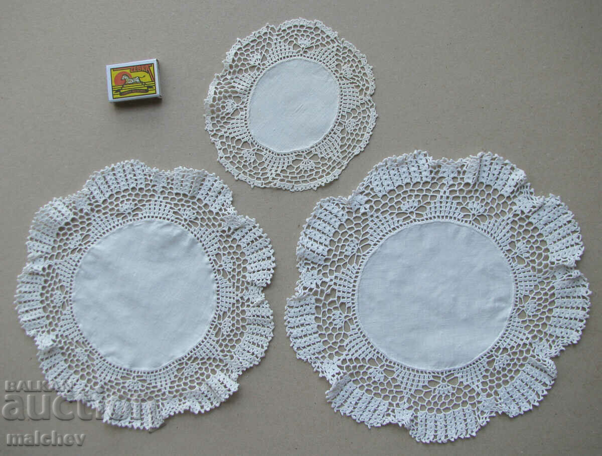 Lot of 3 tablecloths, napkins, hand-knitted milo quilted fabric