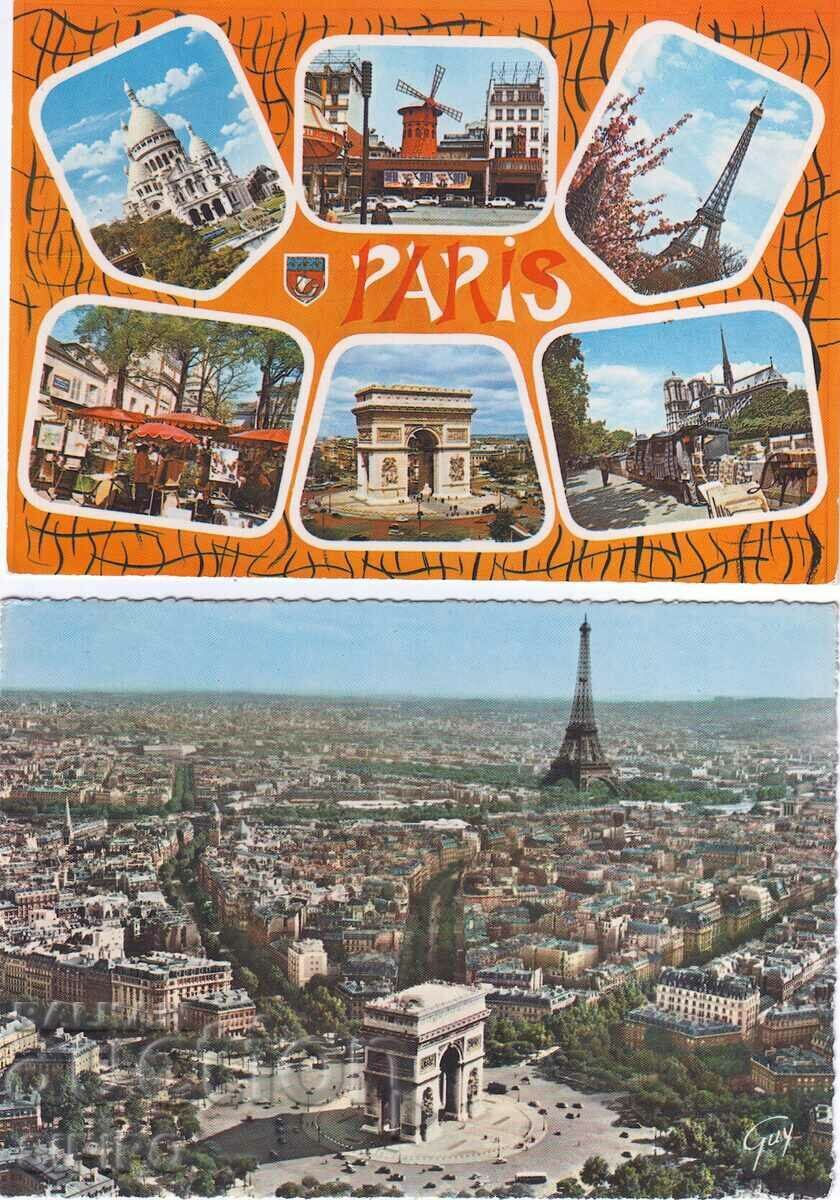 Postcards "PARIS" 1968-70. Excellent/travelled