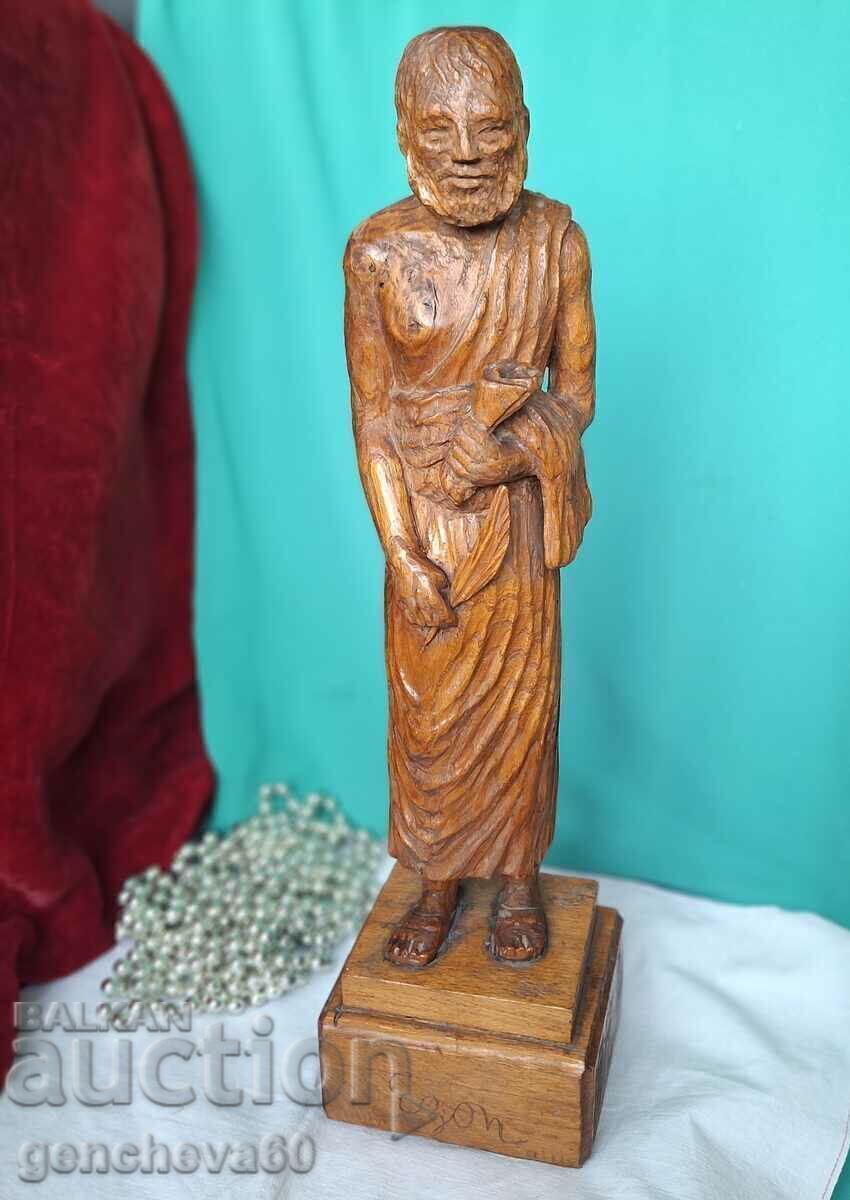 Old large wood carving statuette of Aesop with price 60.00 BGN | € 30.68 Old large wood carving statuette of Aesop with price 60.00 BGN | € 30.68