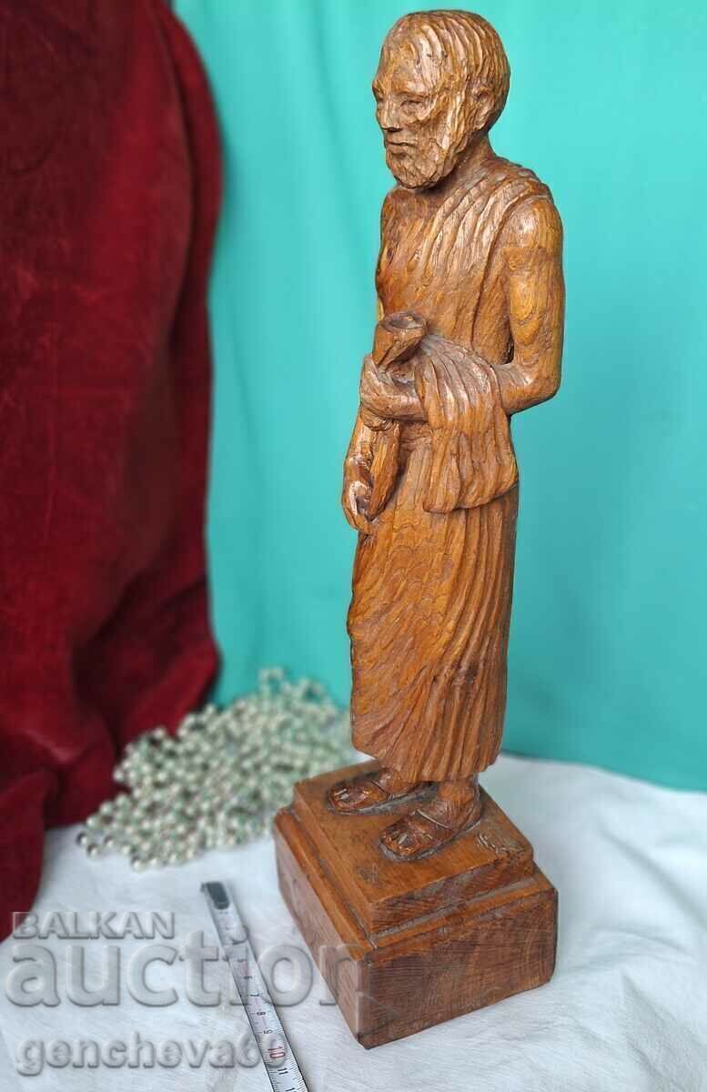 Auction Old large wood carving statuette of Aesop Auction Old large wood carving statuette of Aesop
