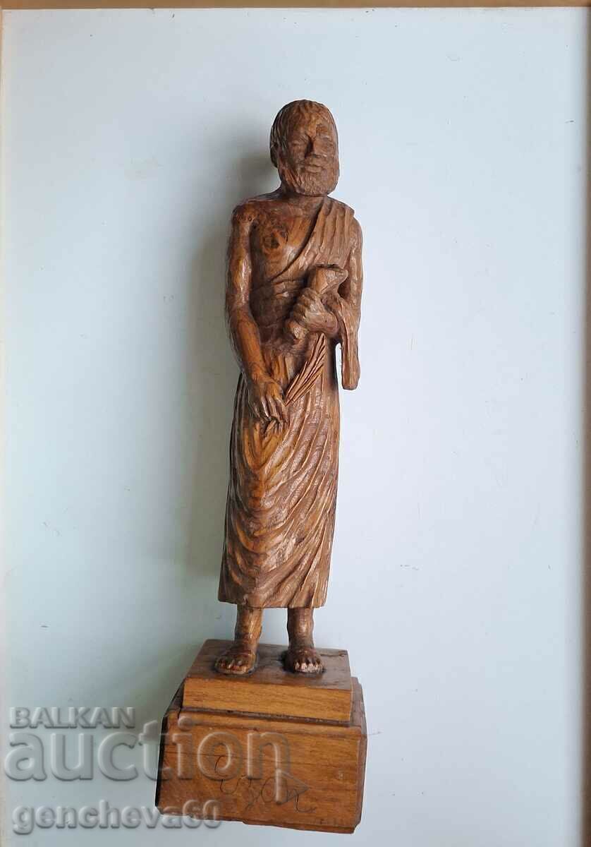 Old large wood carving statuette of Aesop - 5 Old large wood carving statuette of Aesop - 5