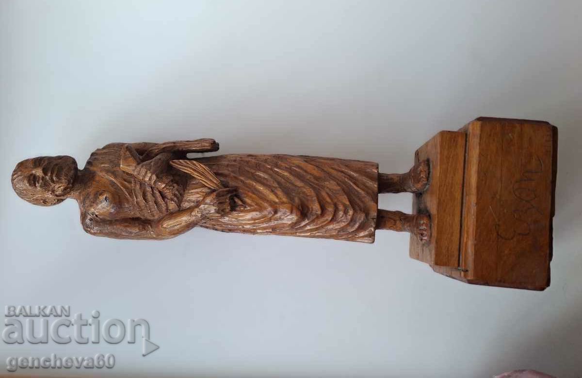 Old large wood carving statuette of Aesop - 6 Old large wood carving statuette of Aesop - 6