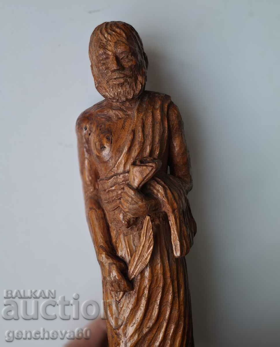 Old large wood carving statuette of Aesop - 7 Old large wood carving statuette of Aesop - 7