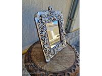 A lovely antique boudoir silver mirror