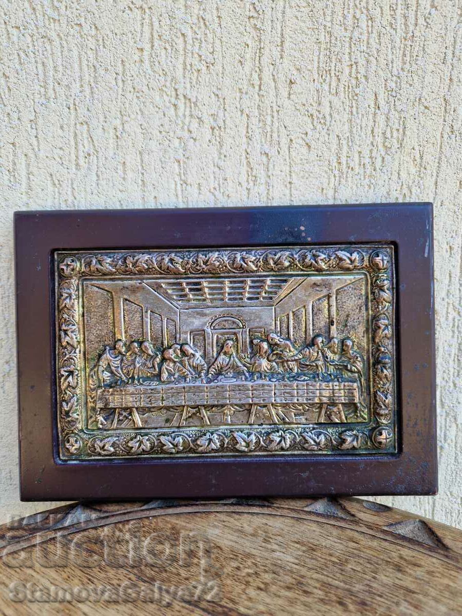 Beautiful old silver icon The Last Supper with price 116.00 BGN | € 59.31