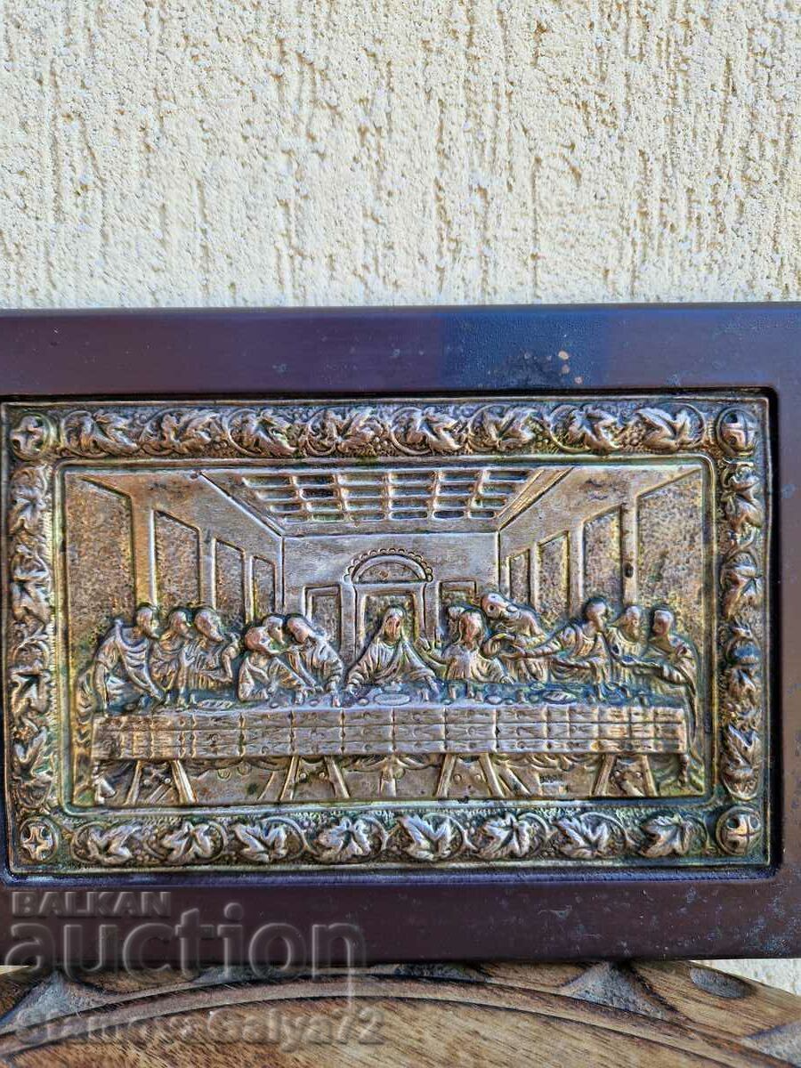 Auction  Beautiful old silver icon The Last Supper