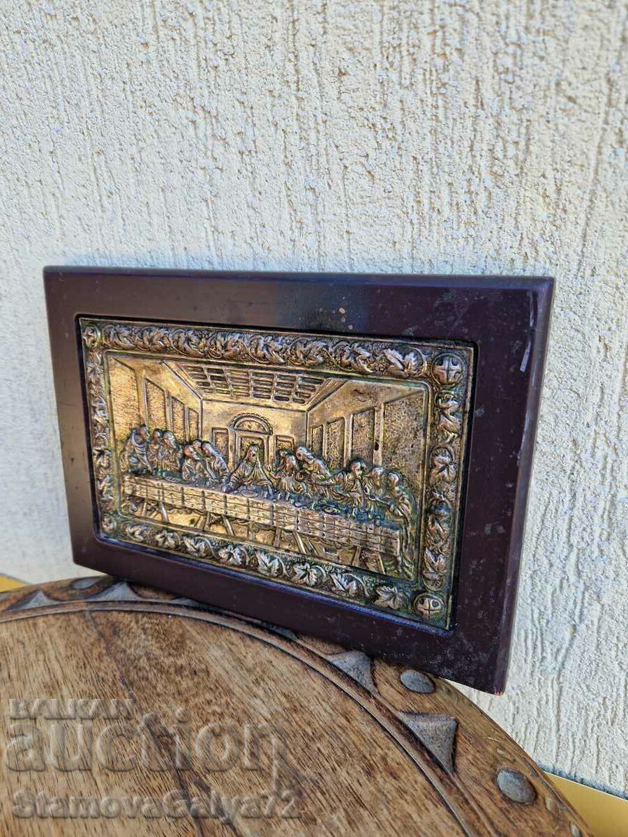 Beautiful old silver icon The Last Supper - 5
