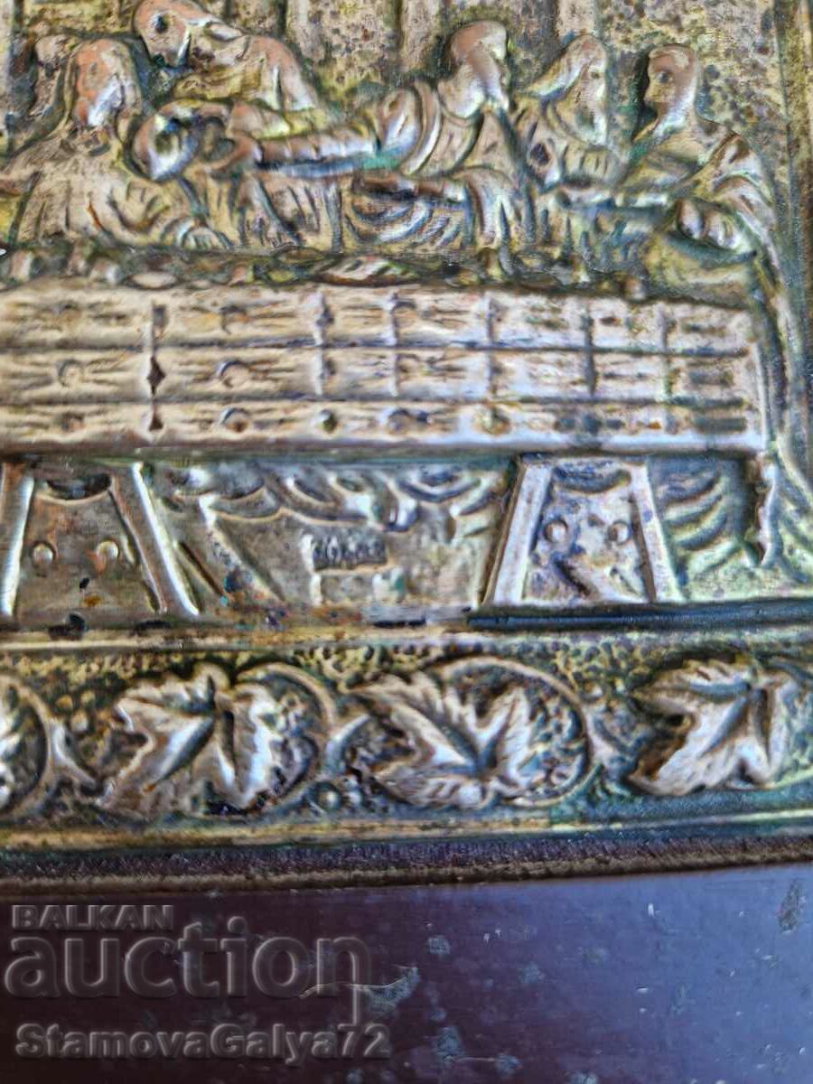 Beautiful old silver icon The Last Supper - 6