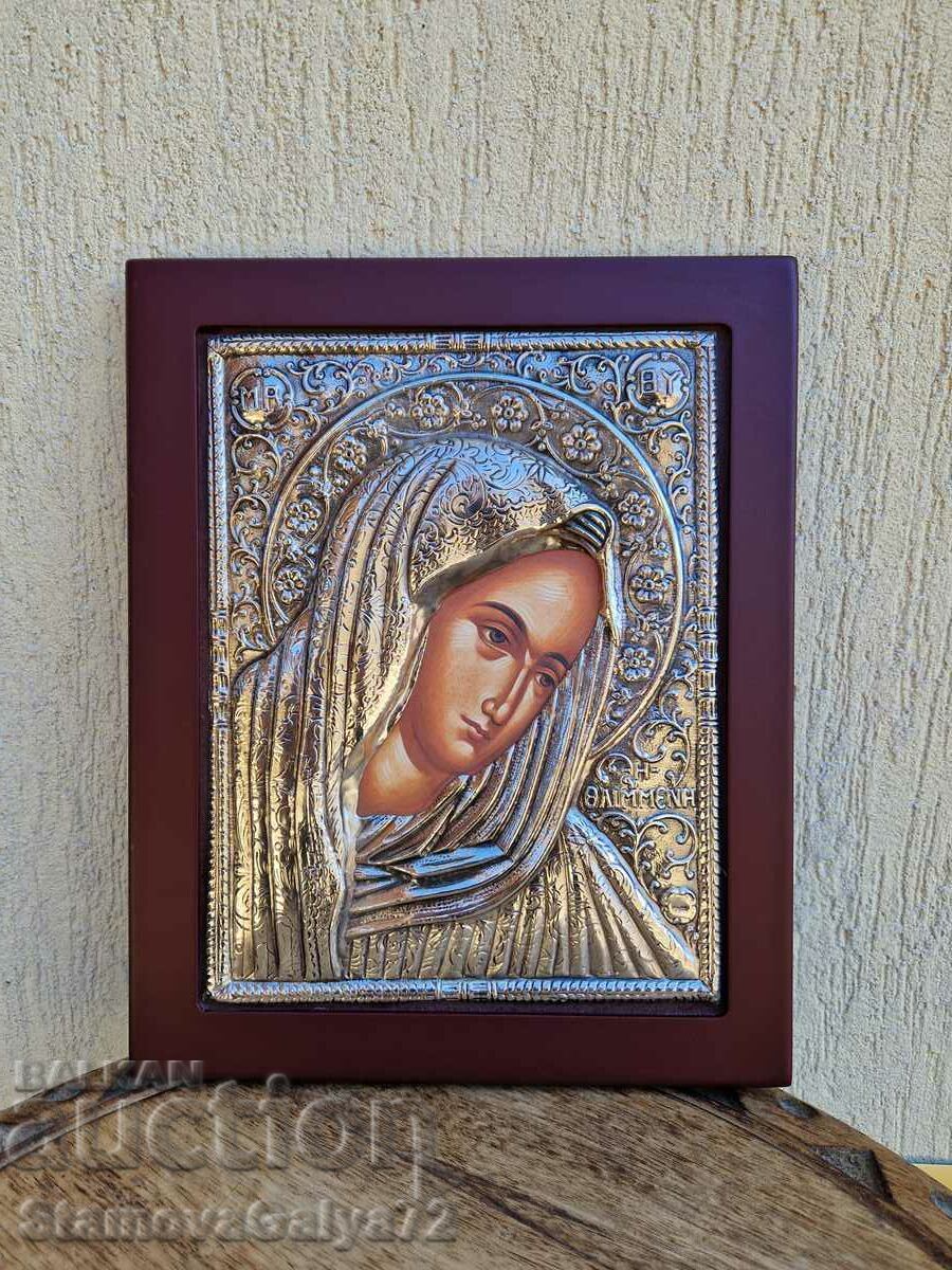 A wonderful silver icon with a certificate