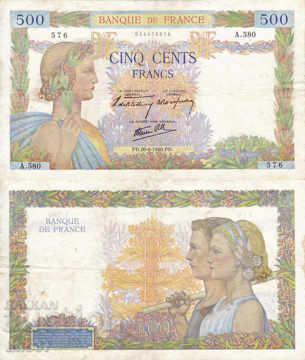 tino37- FRANCE - 500 FRANC - 1940 - F+