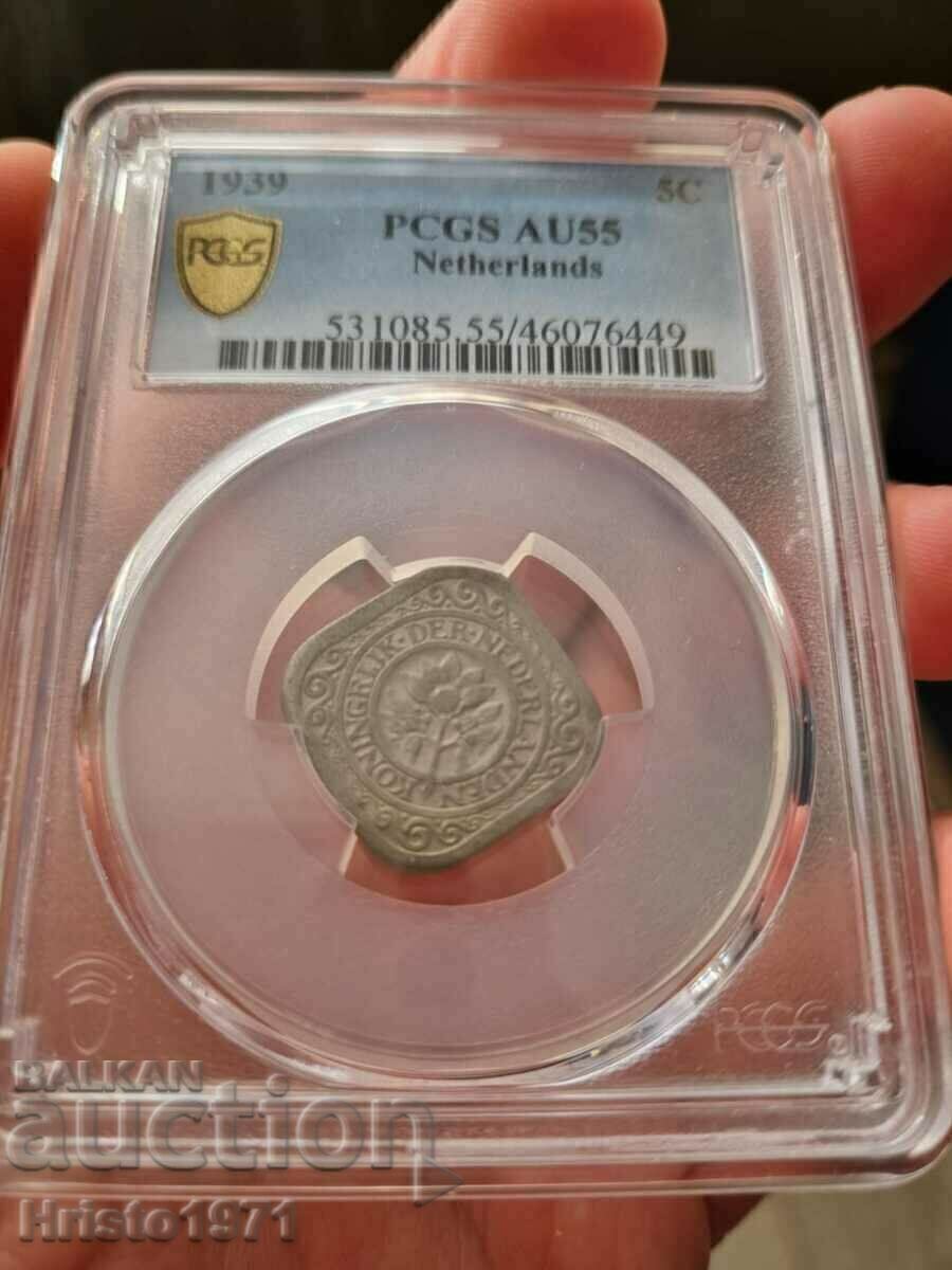 5 cenți 1939 AU 55 Țările de Jos cu preț € 20.00 | 39.12 BGN