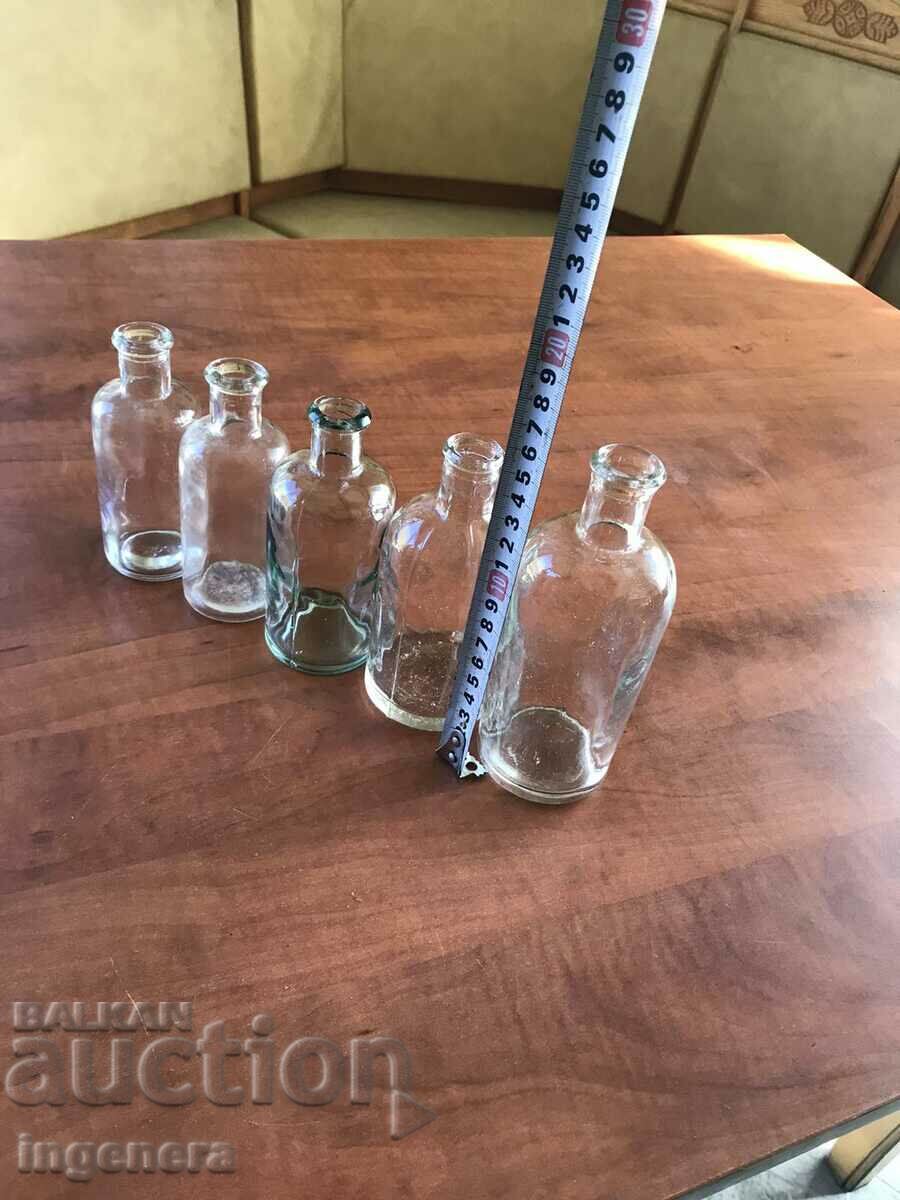 Auction PHARMACEUTICAL GLASS BOTTLE - 5 PCS. Auction PHARMACEUTICAL GLASS BOTTLE - 5 PCS.
