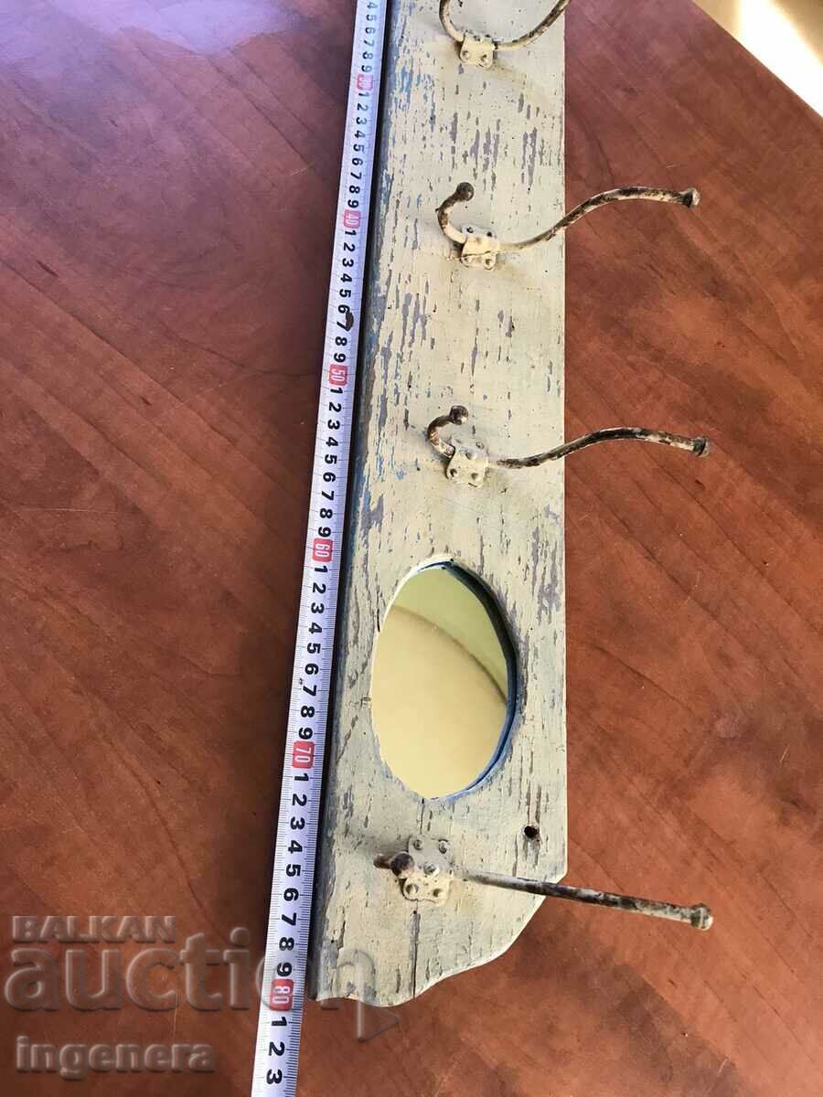 Umeraș Umeraș DE PERETE DIN LEMN CU OGLINZĂ ANTICH - 6