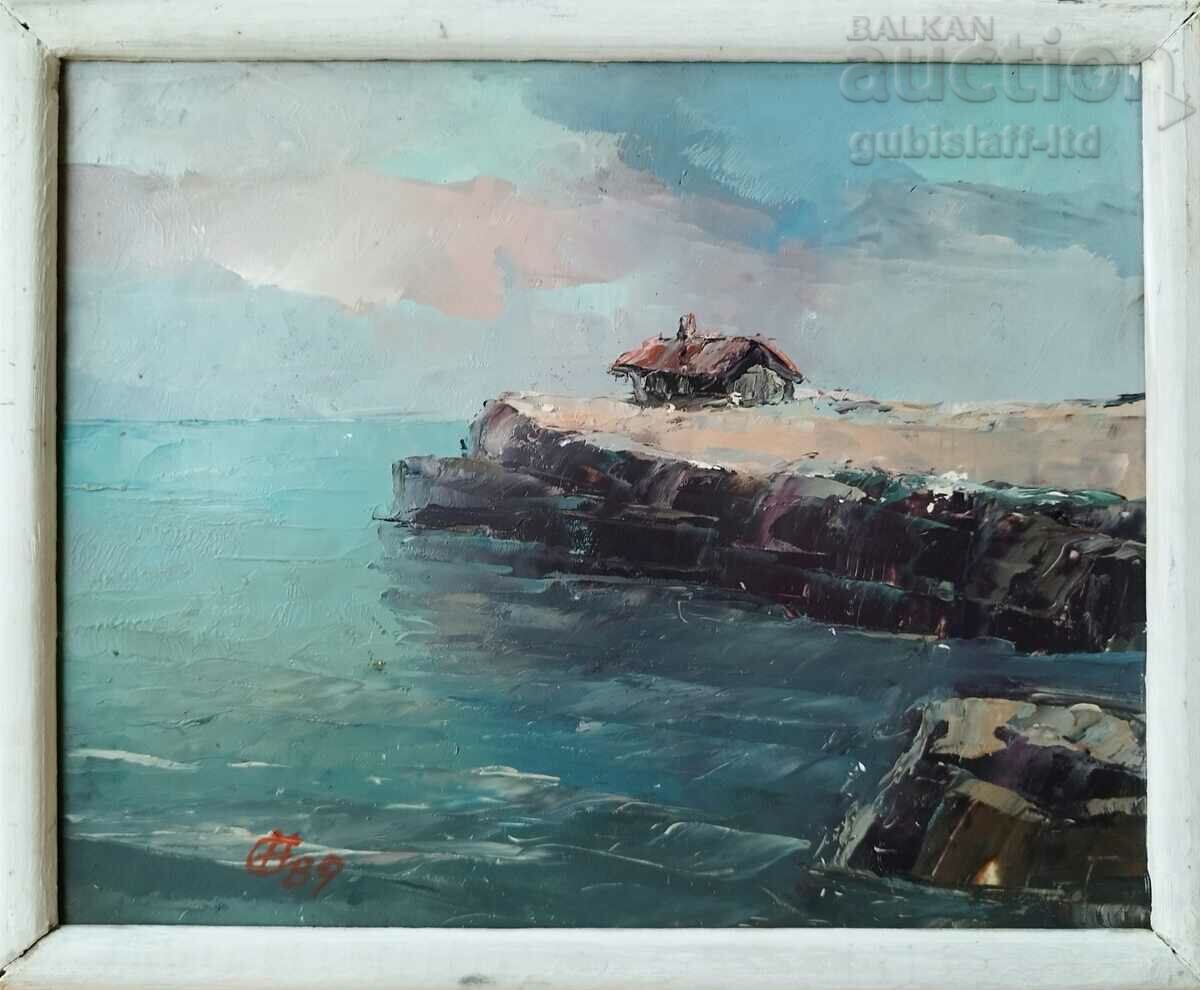 Εικόνα, θάλασσα, βάρκες, τέχνη. N. Selivanov, 1989