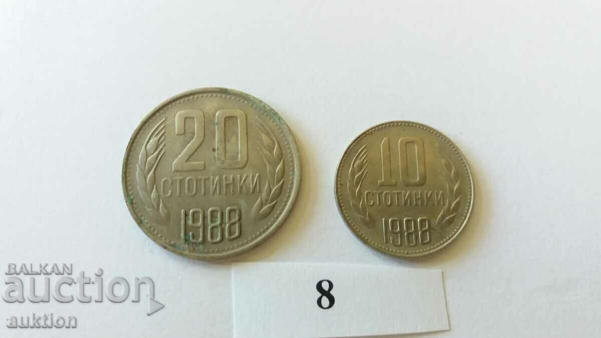 lot de 10 și 20 de cenți din 1988