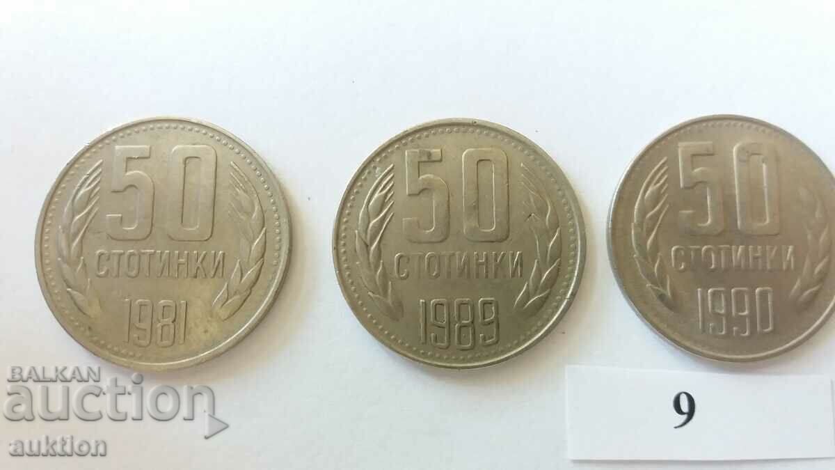 collection of 50 cents 1981, 1988 and 1990