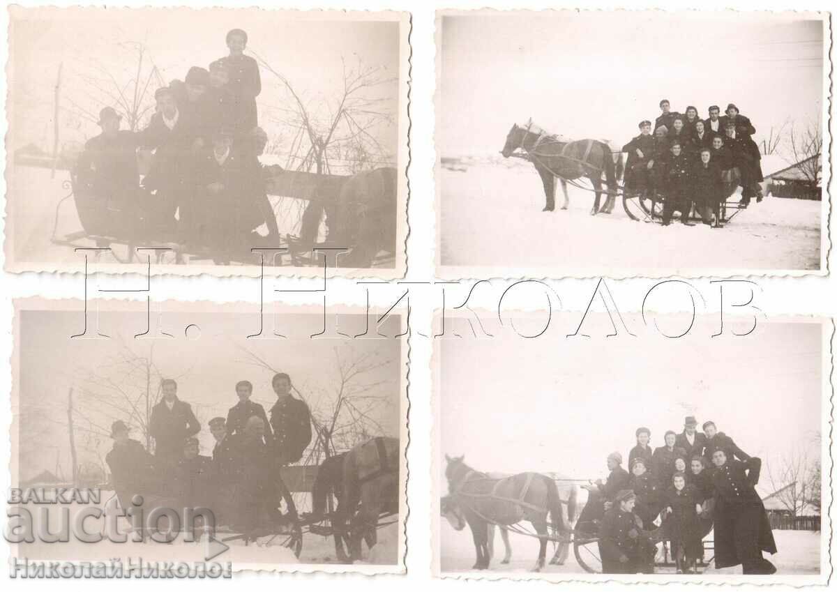 1943 LOT 4x SMALL OLD PHOTOS WINTER IN KUBRAT D184