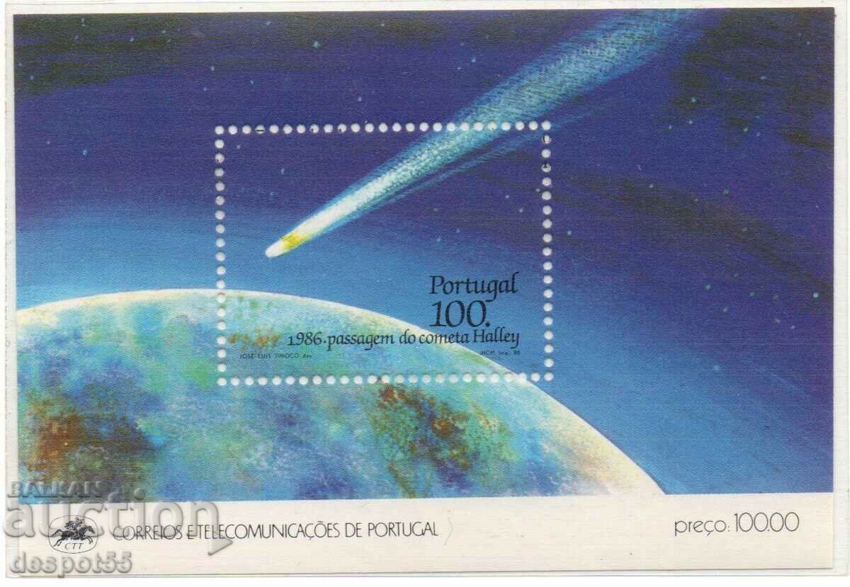 1986. Portugal. Halley's comet. Block.