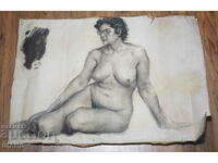 Old Double Master drawing erotic nude female body