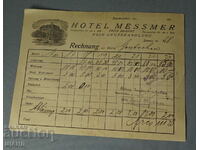 1920 HOTEL MESSMER Документ фактура литография