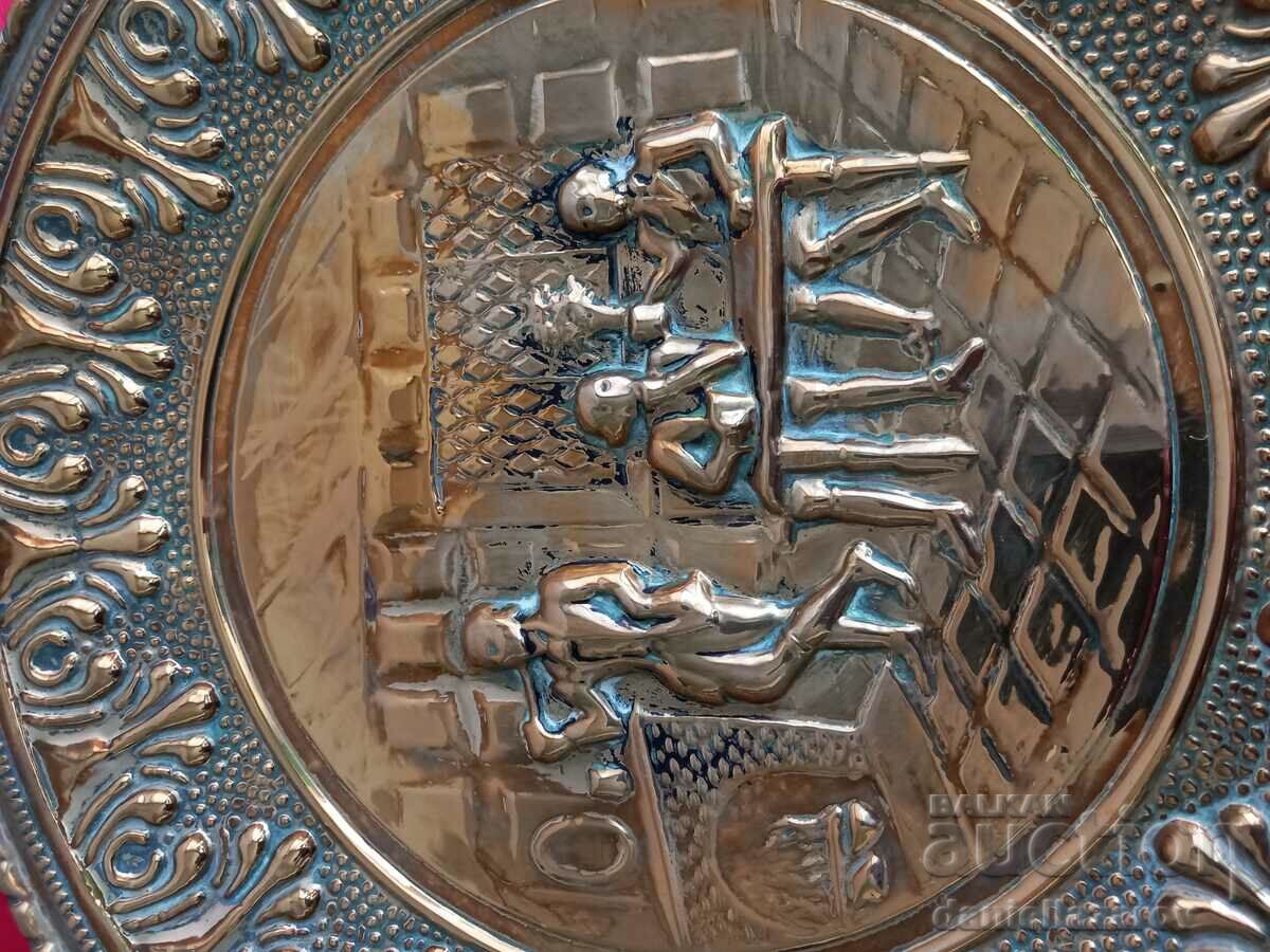 Auction BAROQUE Brass Embossed Plate, Wall Panel with Gilding 2 Auction BAROQUE Brass Embossed Plate, Wall Panel with Gilding 2