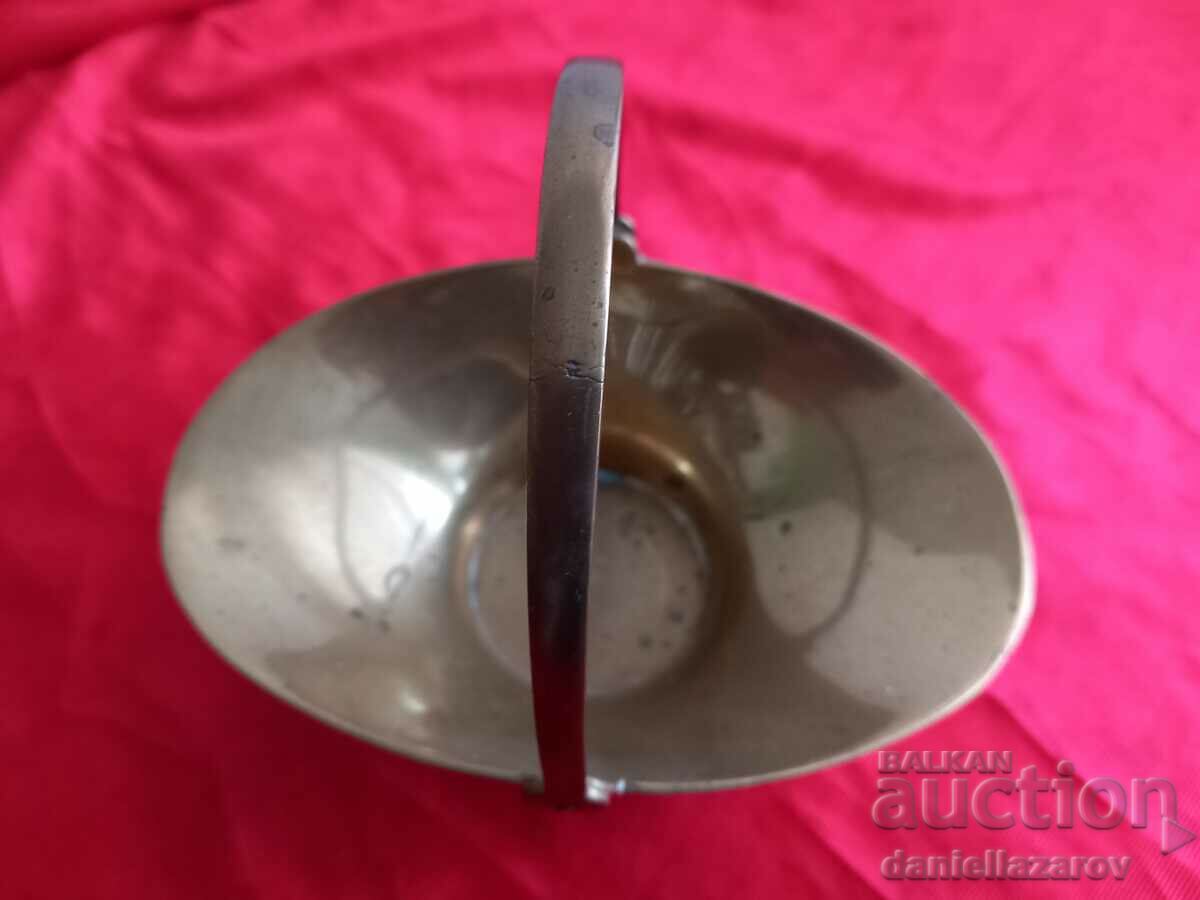 Auction  Old Small Brass Candy Box "Basket"