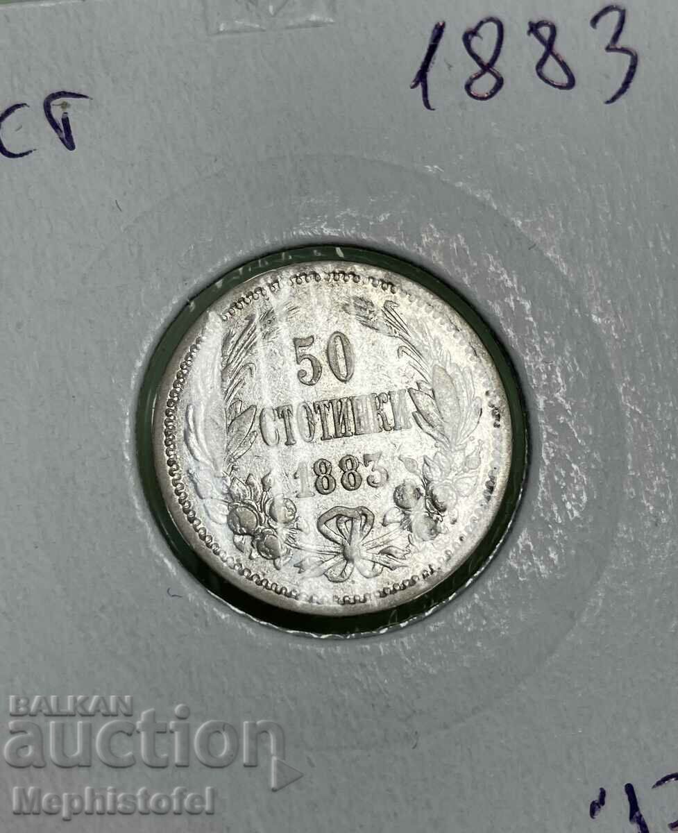 50 cents 1883, Principality of Bulgaria - silver coin 50 cents 1883, Principality of Bulgaria - silver coin