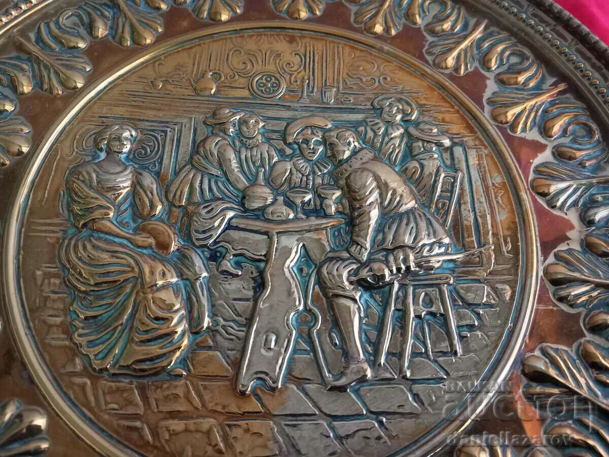 Auction BAROQUE Brass Relief Plate, Wall Panel with Gilding 3 Auction BAROQUE Brass Relief Plate, Wall Panel with Gilding 3