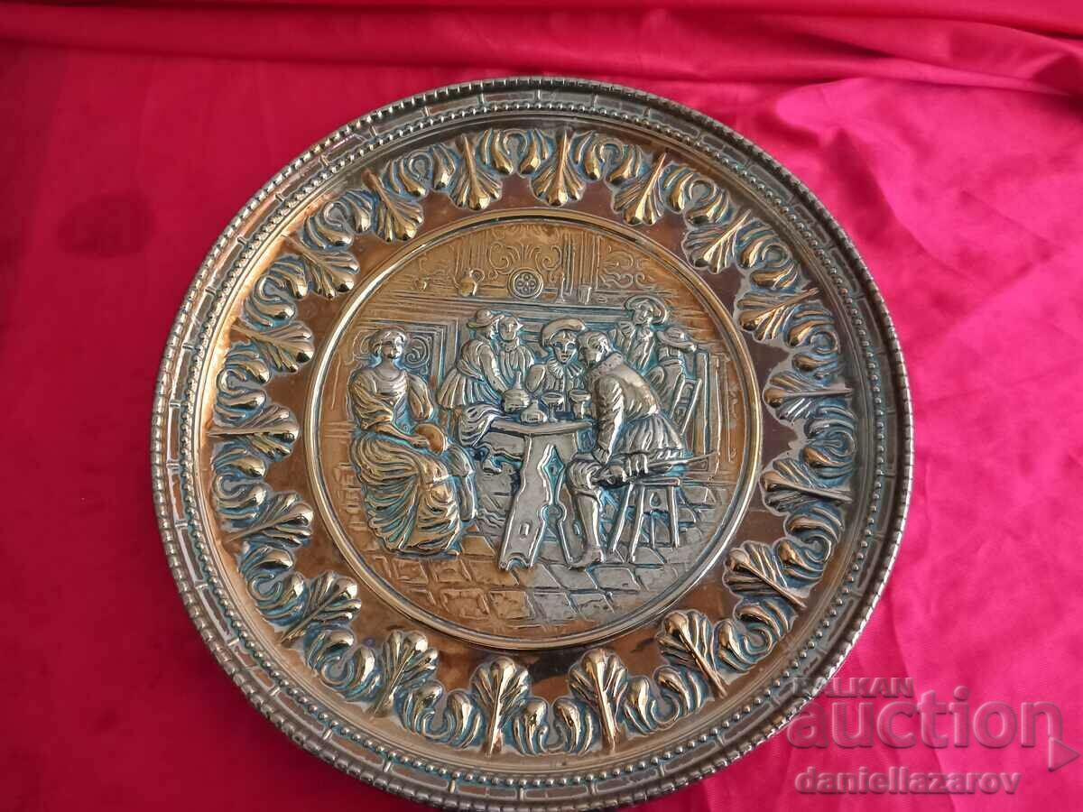 BAROQUE Brass Relief Plate, Wall Panel with Gilding 3