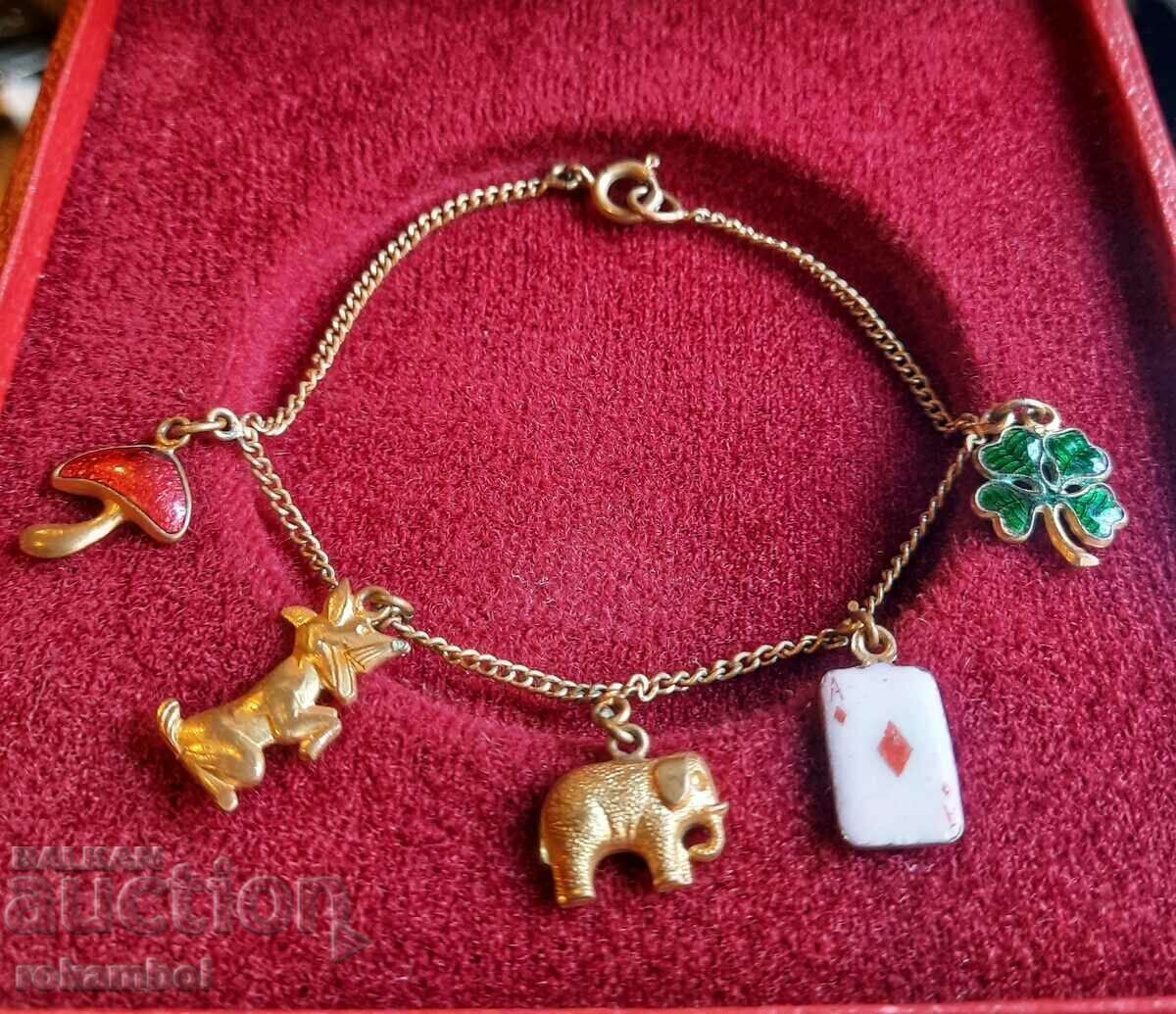 Austrian gilt charm bracelet circa 1930 with price 120.00 BGN | € 61.36 Austrian gilt charm bracelet circa 1930 with price 120.00 BGN | € 61.36