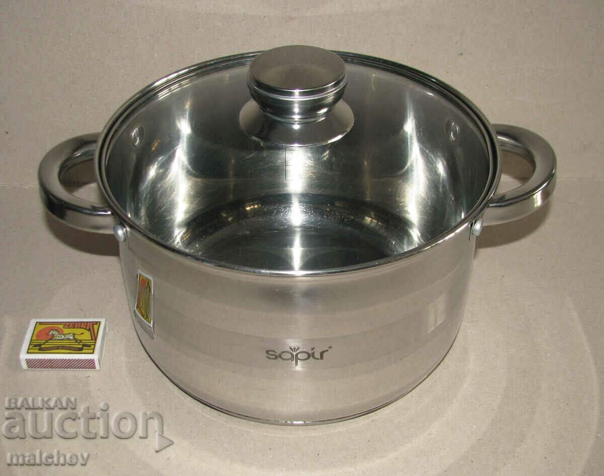 Ghiveci 23,5 cm inox Sapir 4,5 l mânere metalice, excelent