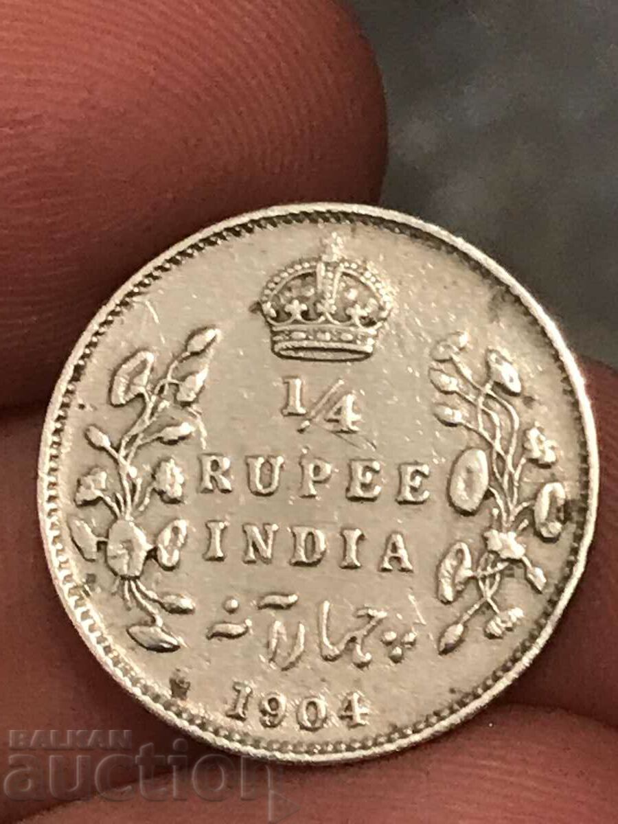 British India 1/4 Rupee 1904 Edward VII Silver