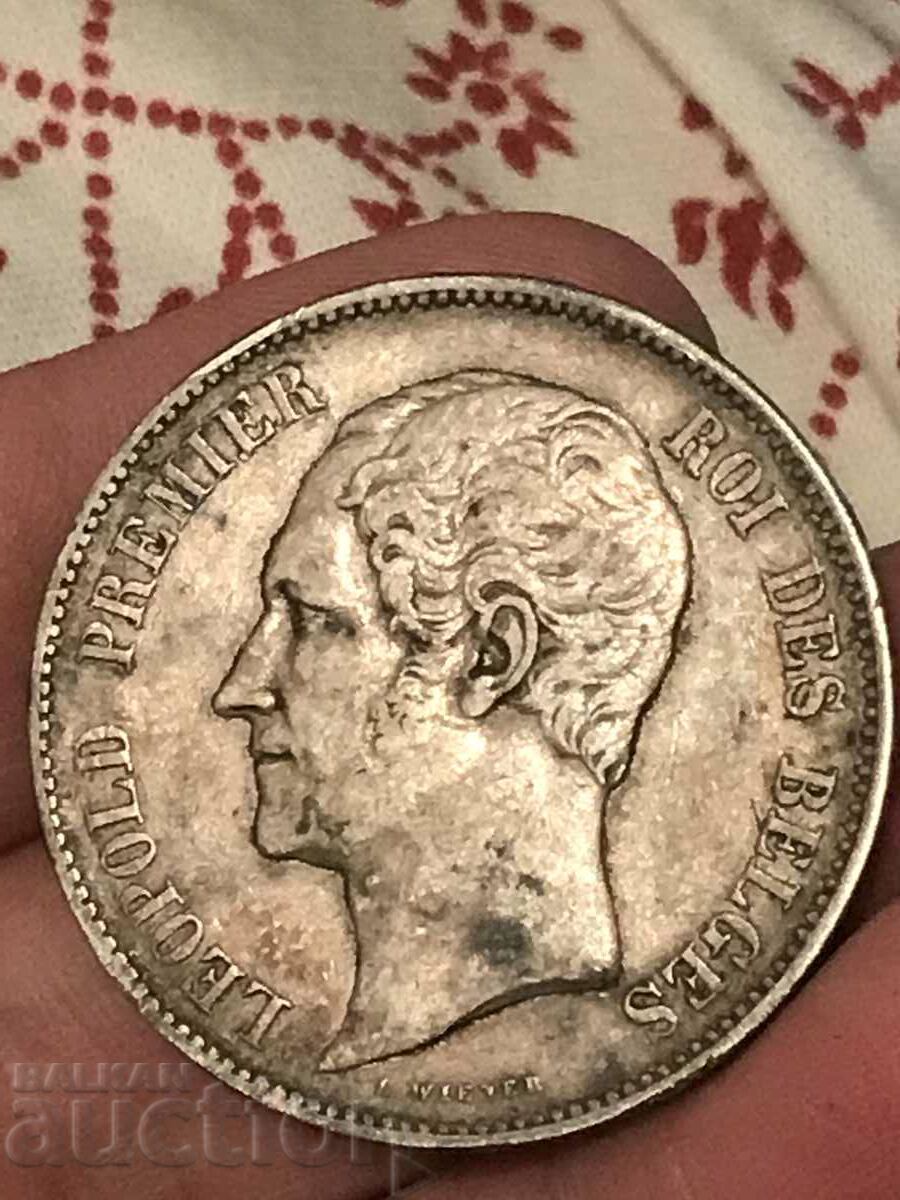 Belgium 5 Francs 1853 Leopold I Silver