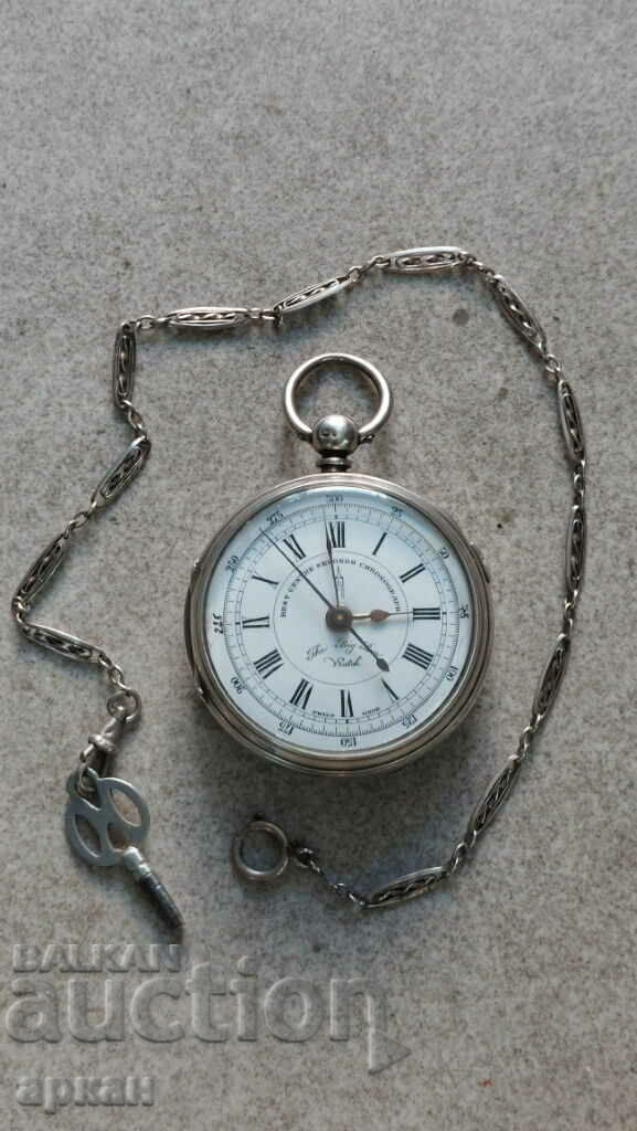 Сребърен часовник -хронограф -Швейцария -XIX век -работещ с цена 1200.00 лв. | € 613.55 Сребърен часовник -хронограф -Швейцария -XIX век -работещ с цена 1200.00 лв. | € 613.55