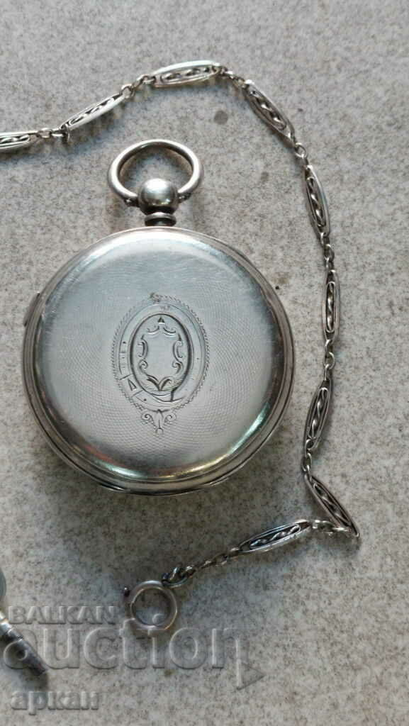 Аукцион Сребърен часовник -хронограф -Швейцария -XIX век -работещ Аукцион Сребърен часовник -хронограф -Швейцария -XIX век -работещ