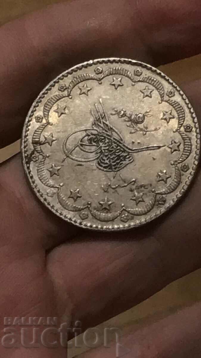 Ottoman Turkey 20 Kurush 1293/1 1876 Silver Quality